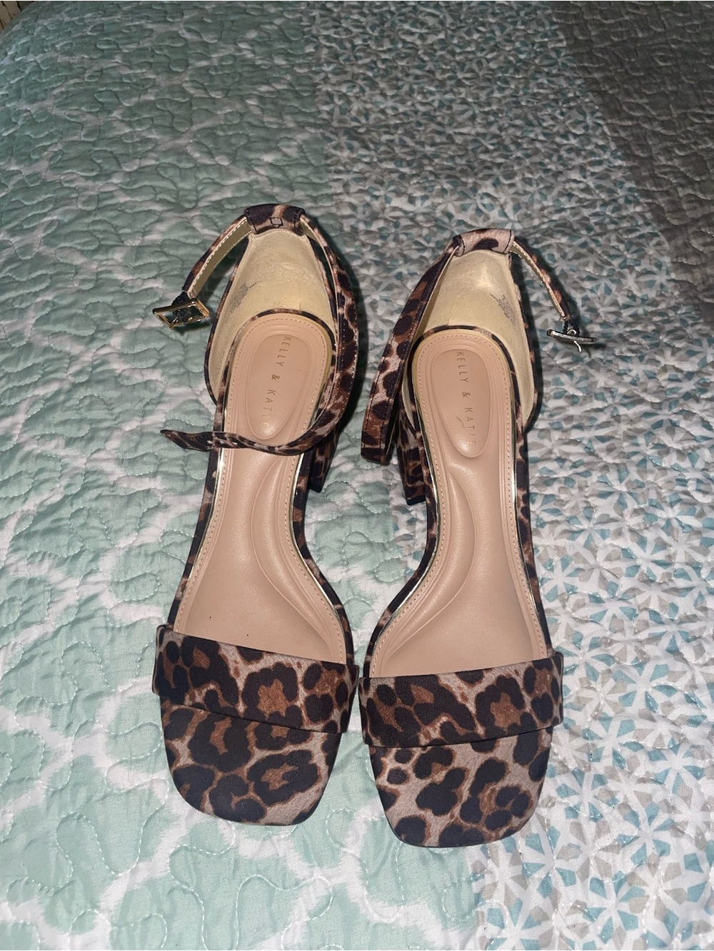 Kelly & Katie Leopard Print Ankle Strap Heels - Brown/Tan